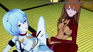 Asuka And Rei Synchronize Their Tight Juicy Pussies In Evangelion Anime