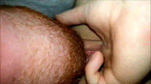 Ginger guy licks dripping wet pussy closeup