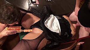 Chubby Beauty Feels Intense Pleasure During Threesome Fucking And Facial