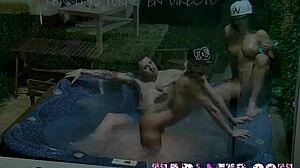 Blonde european trio in jacuzzi with blowjobs and ffm action