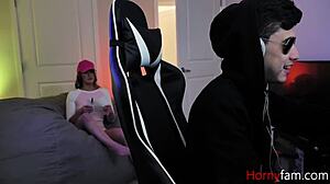Stepsis gobbling gamer cock with big tits