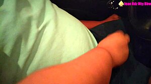 Latina BBW milf engages in exhibitionism with taxi driver touching her in the car