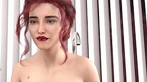 Stunning 3D cartoon striptease gameplay in nightclub bathroom scene