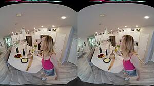 Vrhush hot blonde Ailee Anne craves creampie in kitchen cowgirl and missionary.