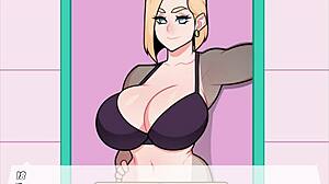 Android 18 gets blowjob in Foxicube short parody game.