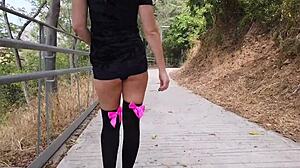 Crazy Outdoor Public Squirt Masturbation