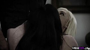 Adria Rae rides the cop's big cock in a threesome.