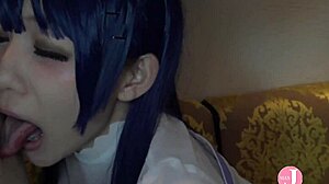 Pretty Japanese Babe in Hentai Cosplay Gets Fingered and Creampied Doggystyle