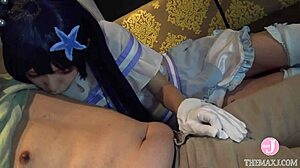 Pretty Japanese Babe in Hentai Cosplay Gets Fingered and Creampied Doggystyle