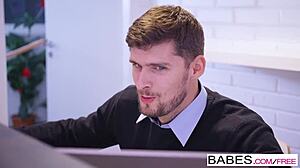 Blanche Bradburry and Kristof Cale in office flashing scene.