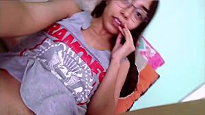 Petite Latina teen fingering her pussy for group chat.