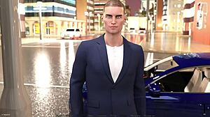 Stunning 3D cartoon striptease gameplay in nightclub bathroom scene