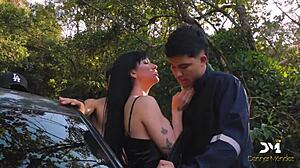 I, as a nympho, fuck my lover and the mechanic publicly