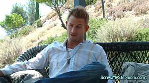 Neglected blonde milf with big tits fucks stepson hard.