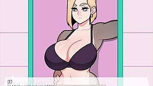 Android 18 gets blowjob in Foxicube short parody game.