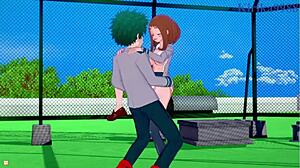 ochako uraraka gets creampie from izuku midoriya