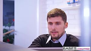 Blanche Bradburry and Kristof Cale in office flashing scene.