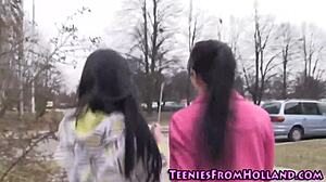 Teen lesbians explore each other with eager fingers