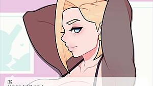 Android 18 gets blowjob in Foxicube short parody game.