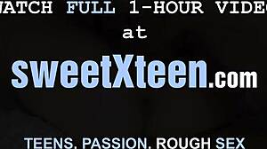 Söt blond cheerleader får sin tighta fitta borrad hårt av stegfar