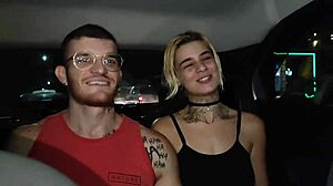couple fucks bareback in uber