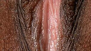 Black Ebonny's Hairy Pussy Close-Up