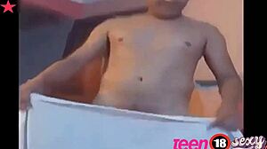 Stepmother leaves, and I sneak to suck stepfather's cock in the bathroom for passionate sex