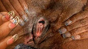 Black Ebonny's Hairy Pussy Close-Up