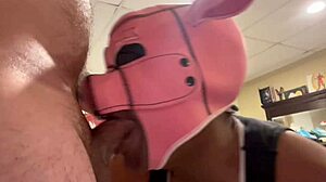 Masked black pig gets degrading facefuck with drooling deepthroat
