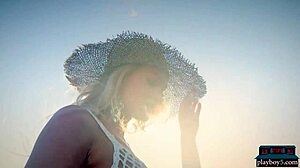 Emma Hix poses outdoors with her amazing ass for Playboy