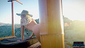 Emma Hix poses outdoors with her amazing ass for Playboy