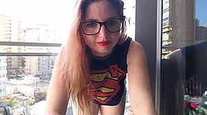 hot gamer girl flashes tits on balcony.