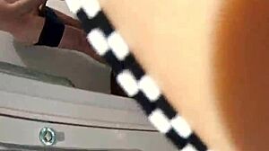 Petite Teen Bent Over In Changing Room Blows Consultant And Swallows Cum