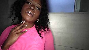 Melody Cummings Kneels In The Shower, Sucking The Black Cock Hard Until He Cums All Over Her Wet Body