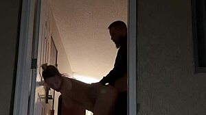 Thrilling Risk Of Getting Caught Having Sex In Hotel Doorway