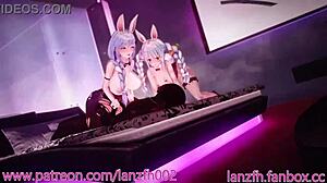 Short hentai cowgirl rides hard in group action