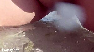 shaved wife pees openly on public beach, so daring