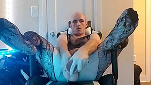 Sissy in Fishnet Stocks Gaping Ass Hardcore