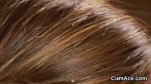 Feisty Model Takes Cum Shots on Face After Sucking Every Drop Dry