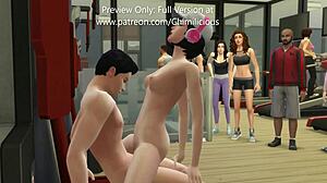 Emotional sexercise with horny girlfriend in public gym workout