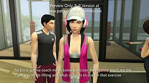 Emotional sexercise with horny girlfriend in public gym workout