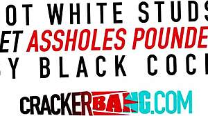 Bareback interracial gay rough sex with horny agent intensely