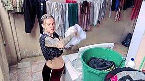 Neighbor secretly films me naked in the backyard, then I give him my dripping pussy