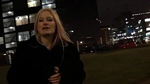 i'm a blonde british babe flashing tits downtown at night