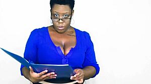 Hey, wanna see this ebony BBW suck in office?