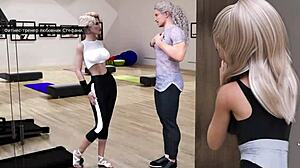 I love this fashion business game where the blonde does yoga nude and gets fucked wet