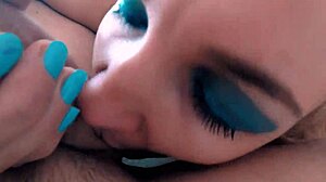 Little Sasha Bikeyeva Sucks Best Friend's Dick with Stunning Blue Eyes