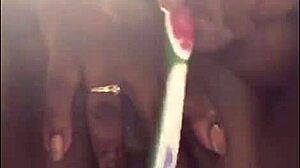 BBW Ebony Squirts Wet Pussy from Toothbrush POV