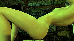 Slim blonde rides cock sideways in wild Skyrim porn parody.