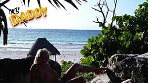 I fucked my friend's girlfriend on the beach with big tits 😈